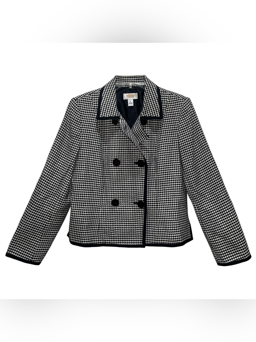 Talbots Women's Blazer Houndstooth Wool Silk Blend Sz 10P Office Corp Career